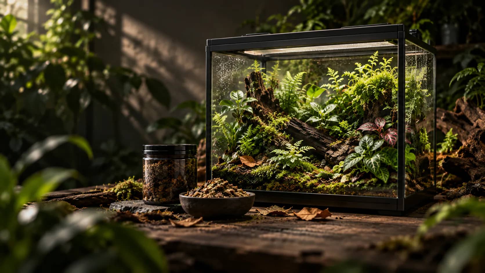 Two enclosures transformed into planted terrariums